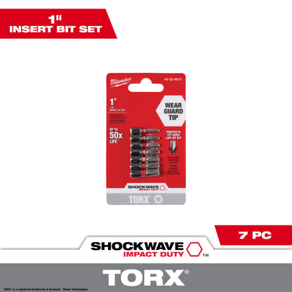 7PC SHOCKWAVE Impact Duty TORX 1" Insert Bit Set