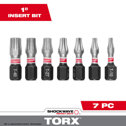 7PC SHOCKWAVE Impact Duty TORX 1" Insert Bit Set