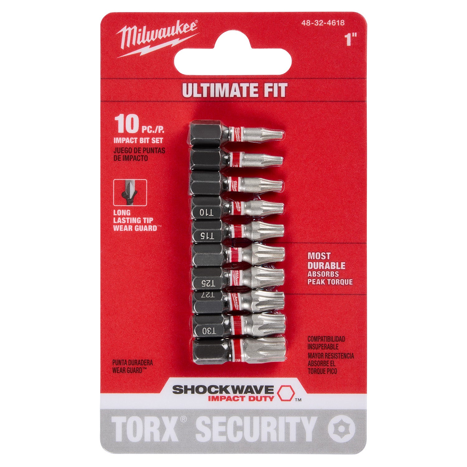 10PC SHOCKWAVE Impact Duty 1" TORX Security Insert Bit Set