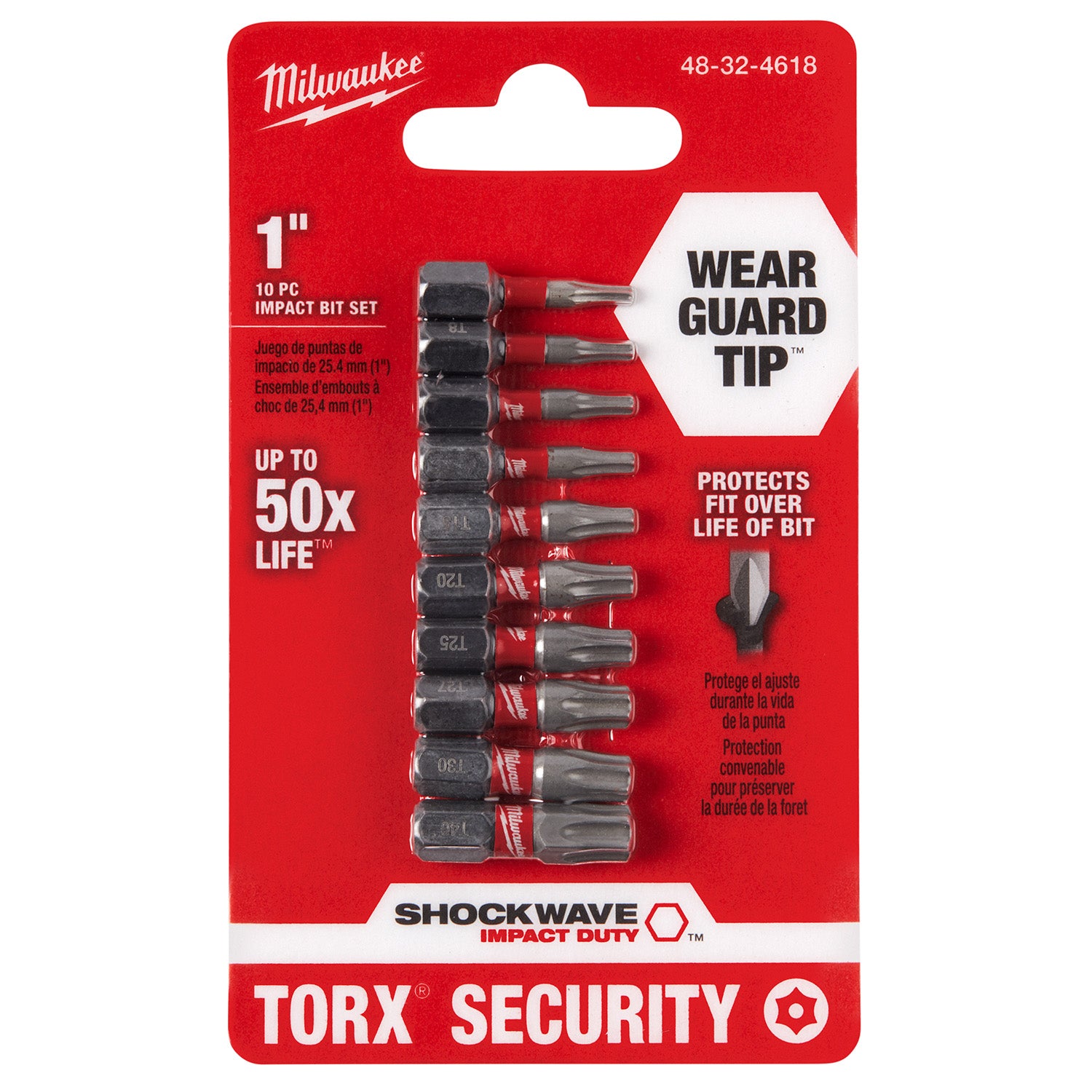 10PC SHOCKWAVE Impact Duty 1" TORX Security Insert Bit Set