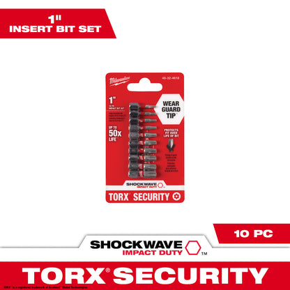 10PC SHOCKWAVE Impact Duty 1" TORX Security Insert Bit Set