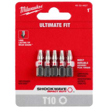 SHOCKWAVE Impact Duty 1"TORX T10 Insert Bits  - 10 Pack