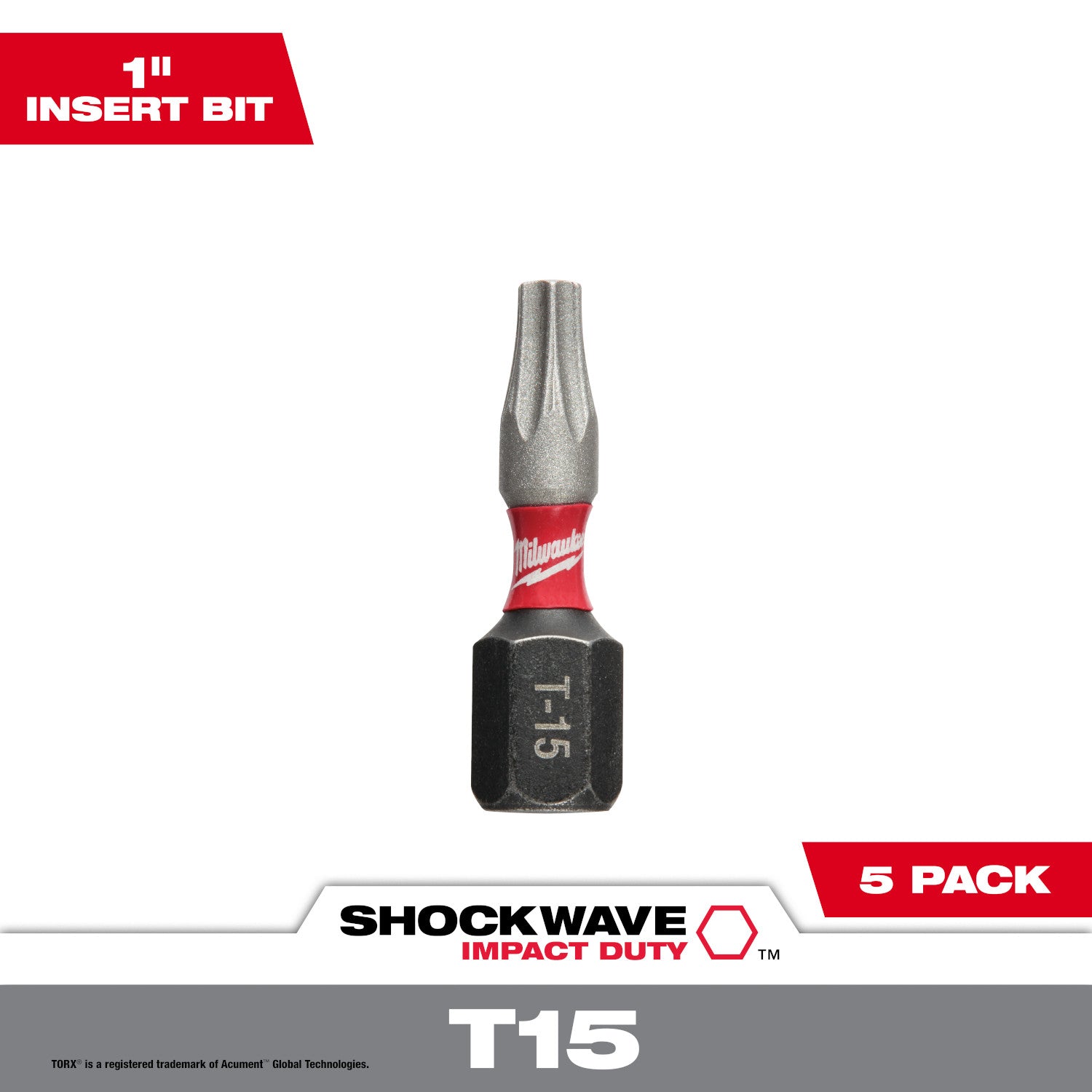 SHOCKWAVE Impact Duty 1"TORX T15 Insert Bits  - 10 Pack