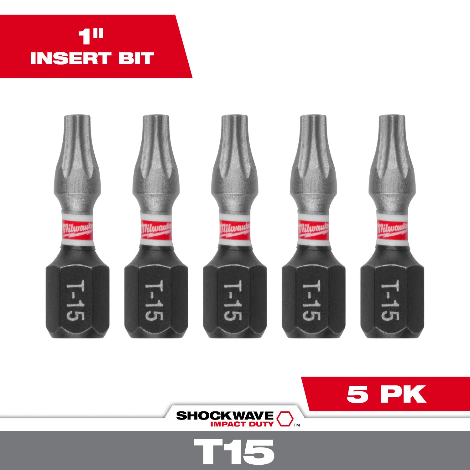 SHOCKWAVE Impact Duty 1"TORX T15 Insert Bits  - 10 Pack
