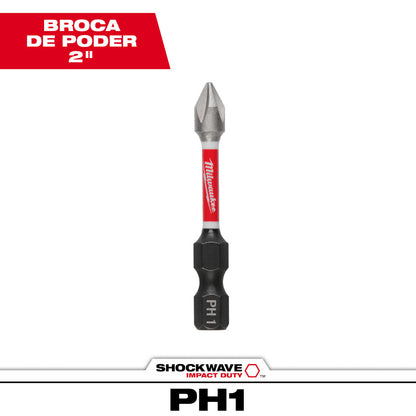 SHOCKWAVE Impact Duty 1" Reduced Diameter Phillips #2 Drywall Insert Bits 2 Pack