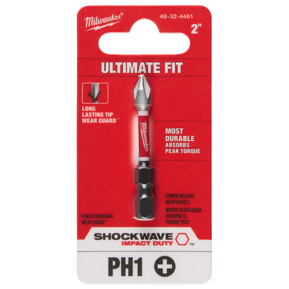 SHOCKWAVE Impact Duty 1" Reduced Diameter Phillips #2 Drywall Insert Bits 2 Pack