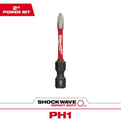 SHOCKWAVE Impact Duty 1" Reduced Diameter Phillips #2 Drywall Insert Bits 2 Pack