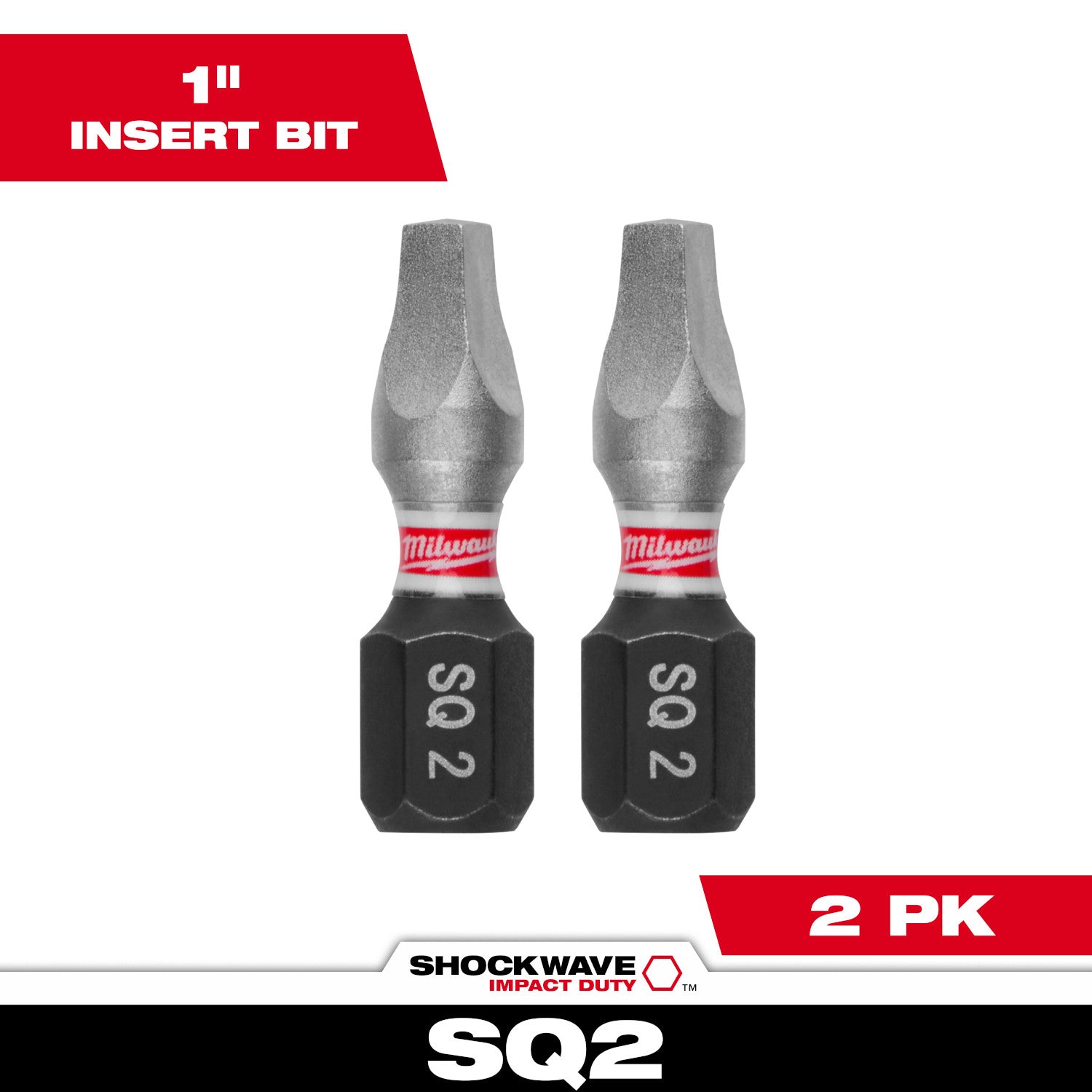 SHOCKWAVE Impact Duty 1"  Slotted 1/4" Insert Bits 2 Pack