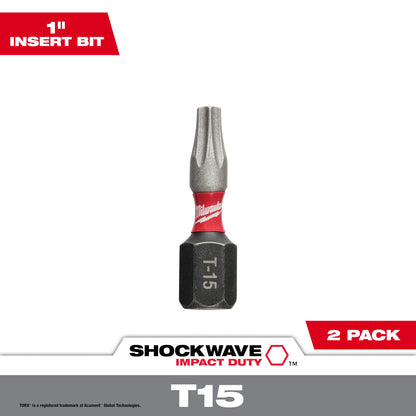 SHOCKWAVE Impact Duty 1" Square Recess #3 Insert Bits 2 Pack