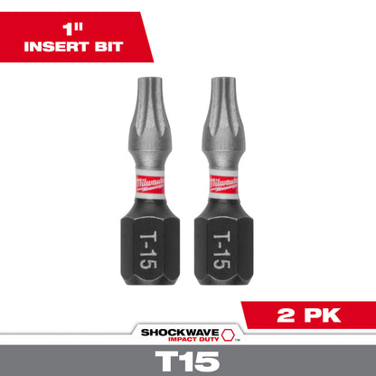 SHOCKWAVE Impact Duty 1" Square Recess #3 Insert Bits 2 Pack