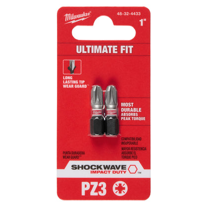 SHOCKWAVE Impact Duty 1"  Pozidriv #1 Insert Bits 2 Pack