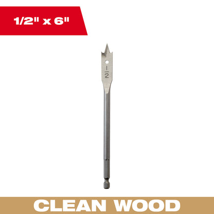 Flat Boring Bit 1/2" x 6"
