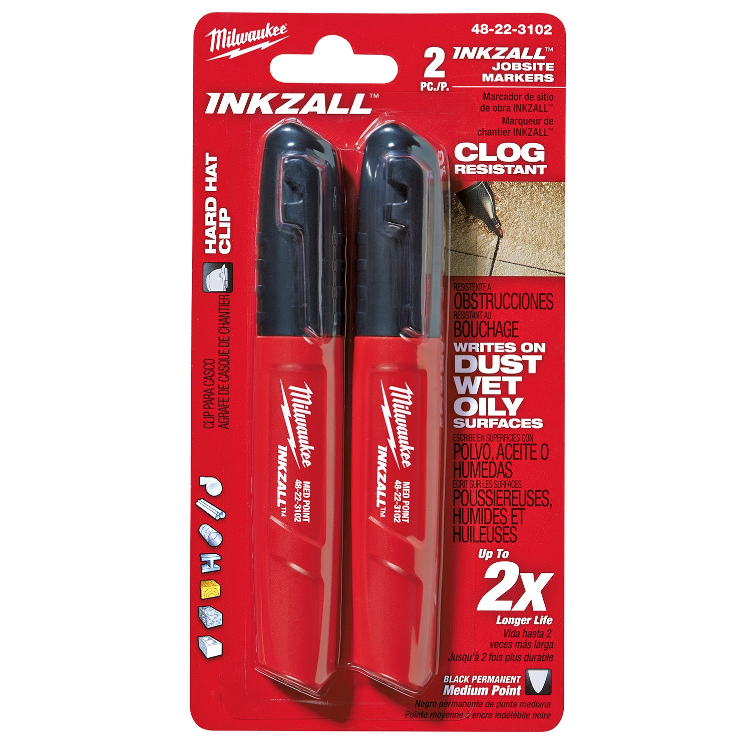 2PK INKZALL Black Medium Point Marker