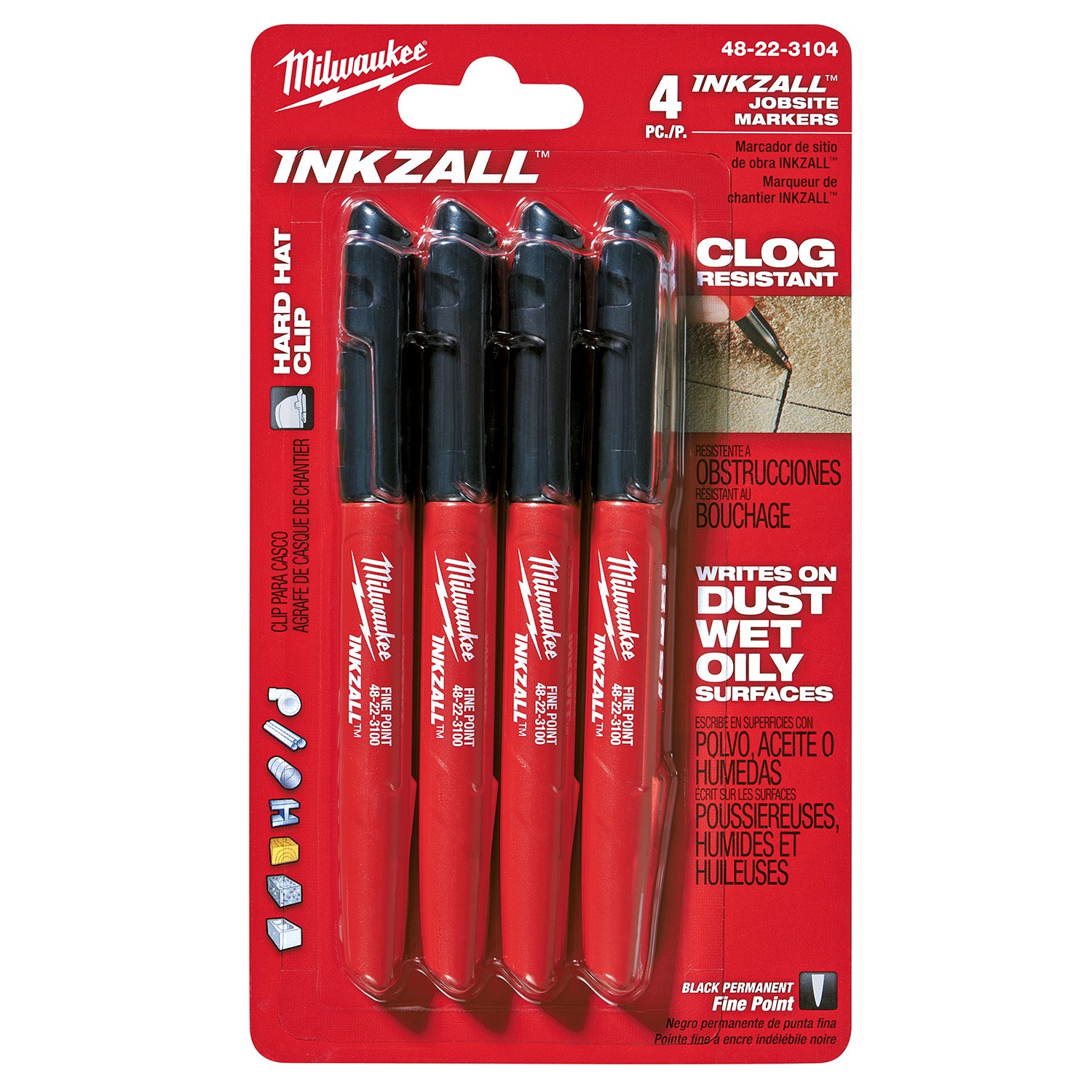 4PK INKZALL Marqueur noir à pointe fine
