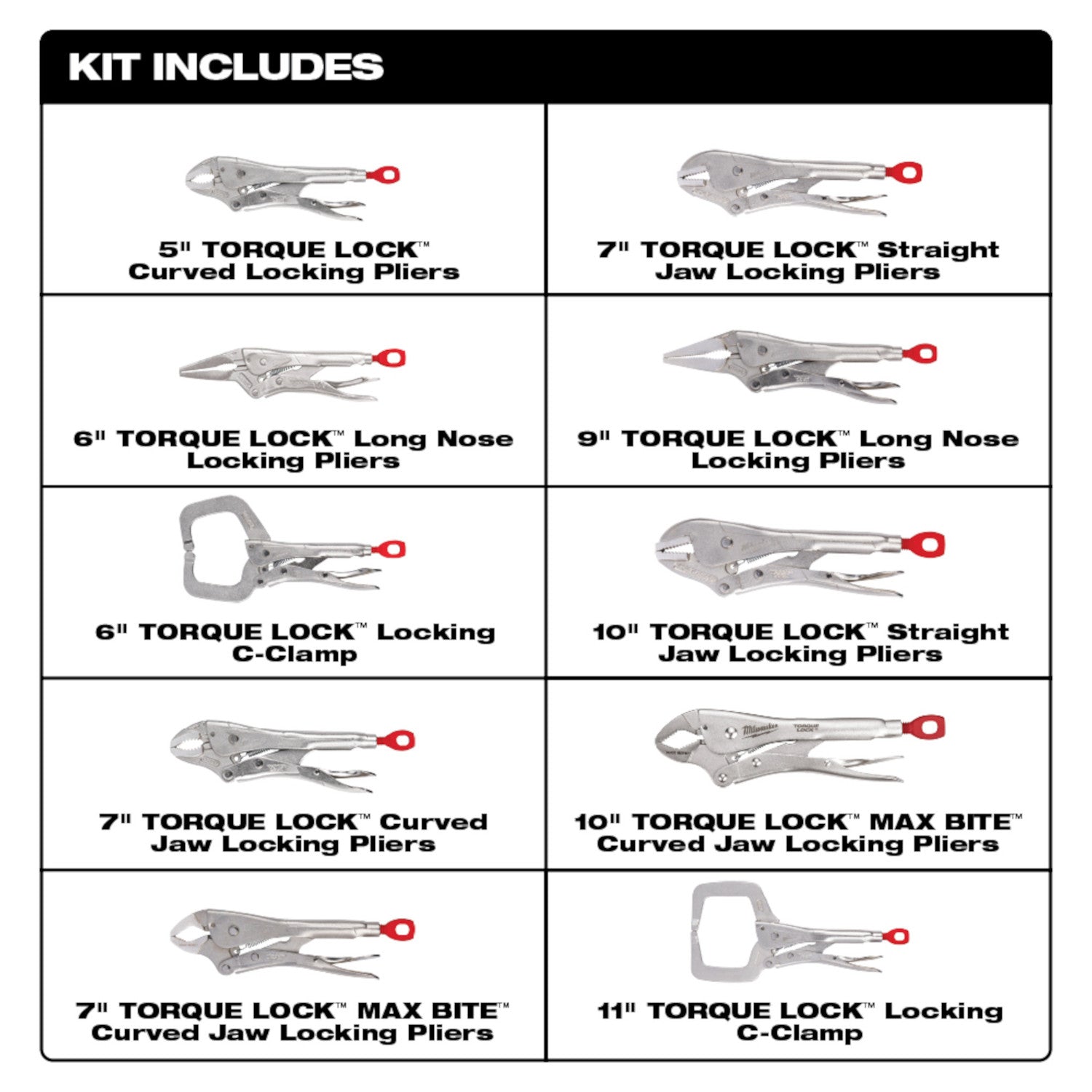 Kit de 10 pinces TORQUE LOCK&TRADE