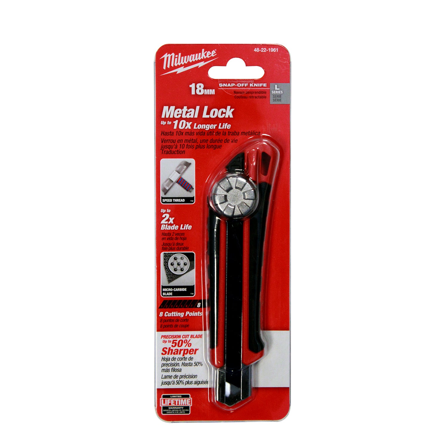 Couteau à découper de 18 mm avec verrouillage en métal et lame à coupe précise