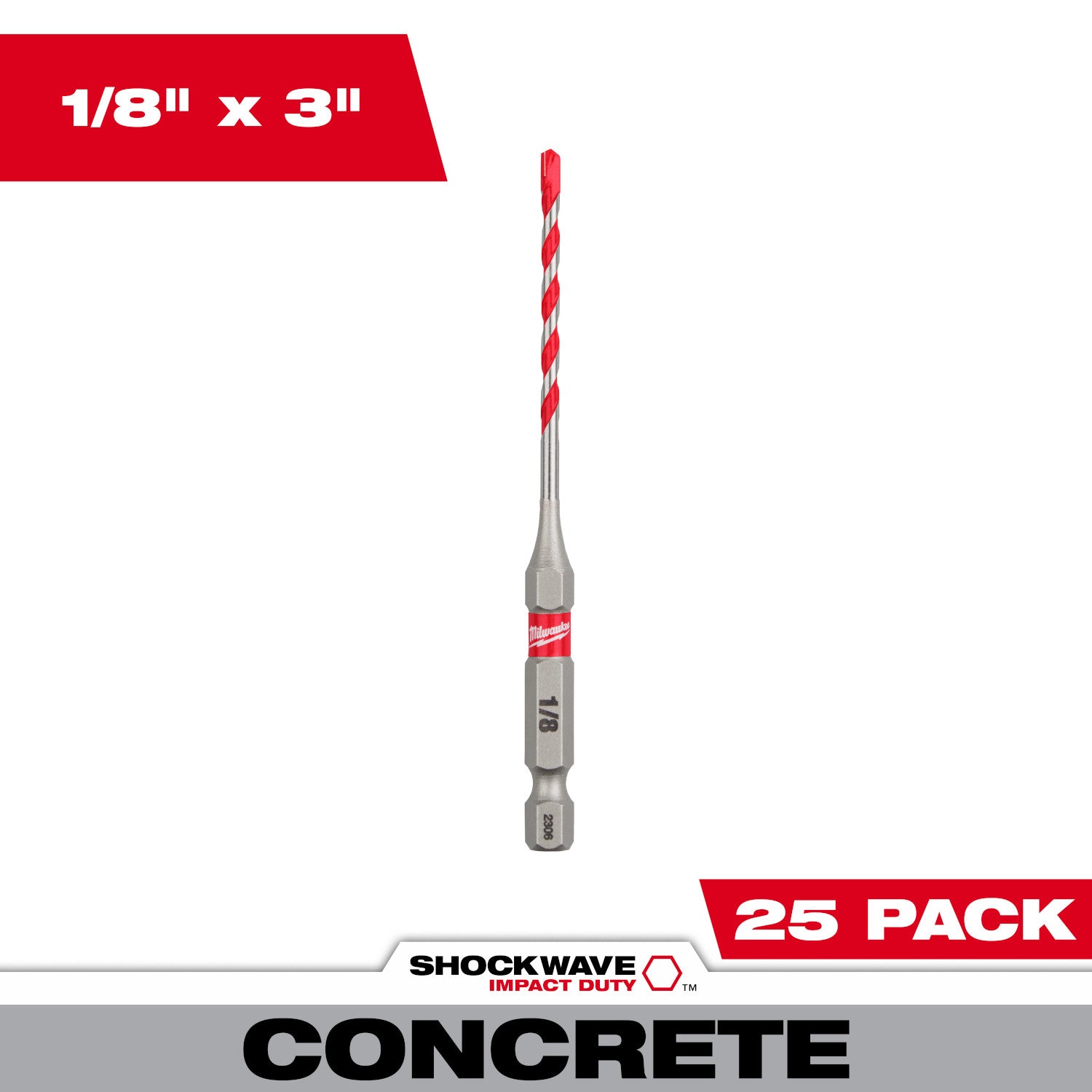 1/8" x 1-1/2" x 3" SHOCKWAVE Impact Duty Carbide Hammer Drill Bits Bulk 25
