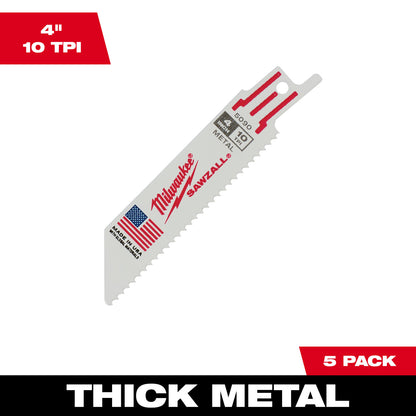 Lame SAWZALL 4" 10 TPI pour métal épais - paquet de 10