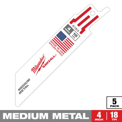 Lame SAWZALL 4" 18 TPI pour métal moyen - paquet de 10