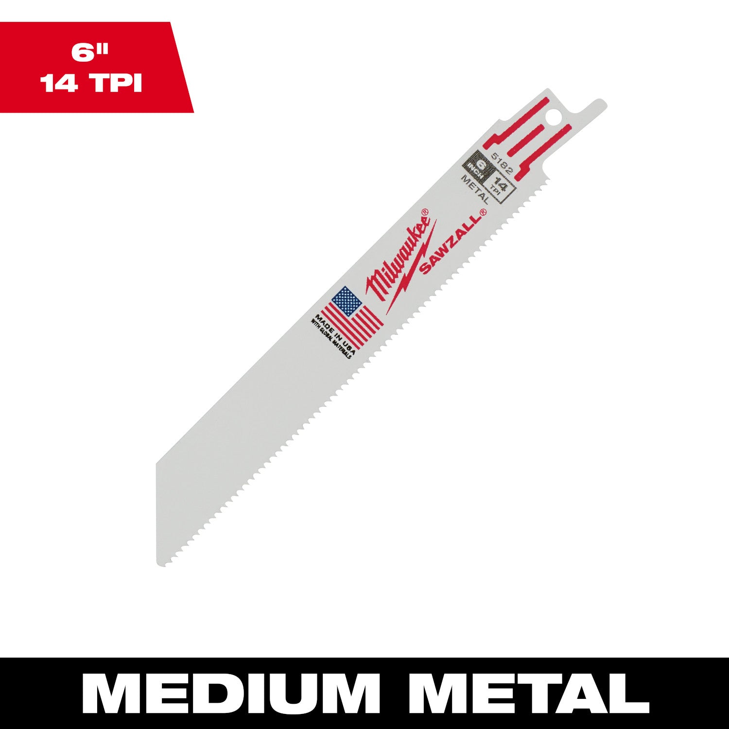 Lame SAWZALL 6" 14 TPI pour métal moyen Vrac 25