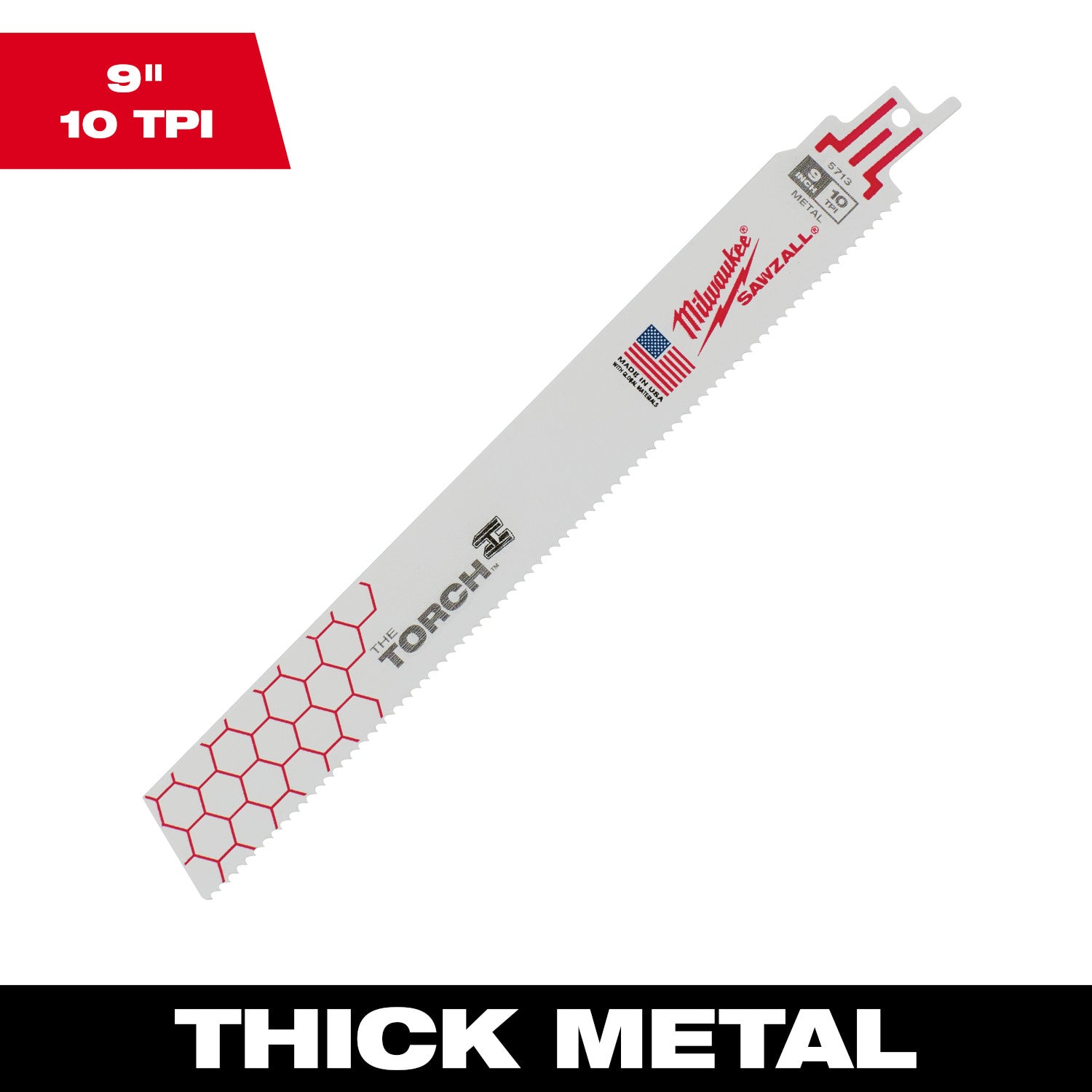9" 10 TPI TORCH SAWZALL Blade for Thick Metal  - 10 Pack