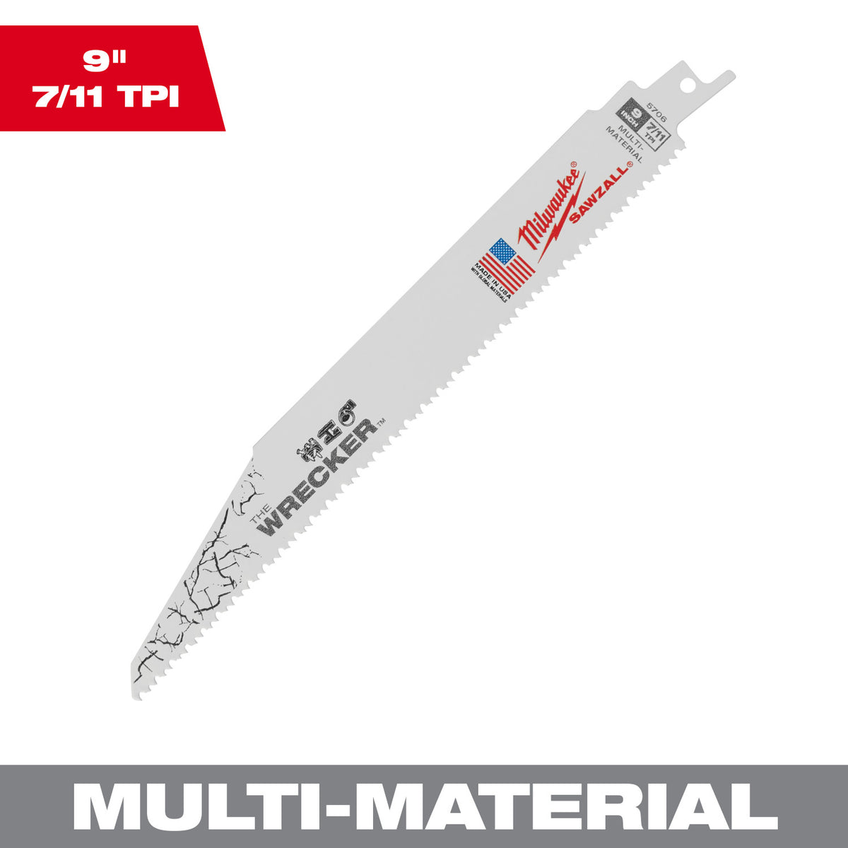 9" 7/11 TPI WRECKER SAWZALL for Multi-Material Blade (1 Piece)