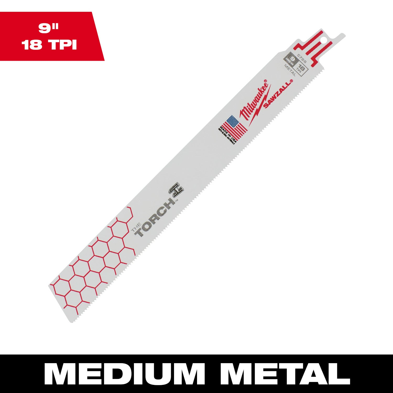 9" 18 TPI TORCH SAWZALL Blade for Medium Metal Bulk 25