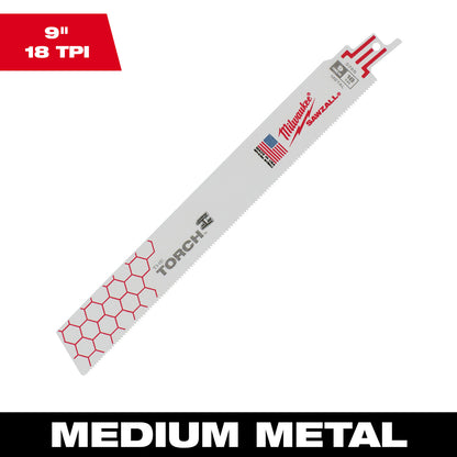 9" 18 TPI TORCH SAWZALL Blade for Medium Metal Bulk 25