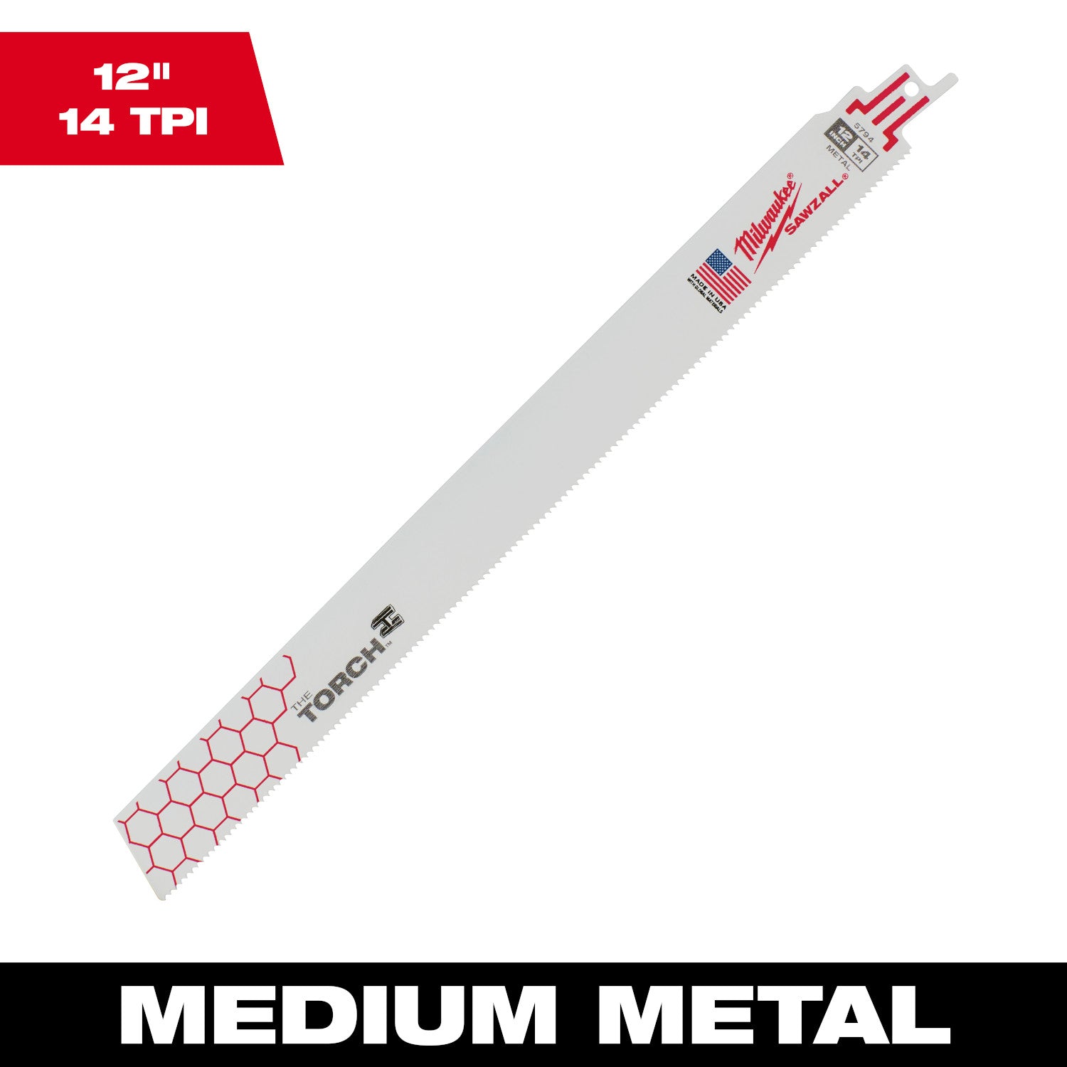 12" 14 TPI TORCH SAWZALL Lame pour métal moyen Vrac 25