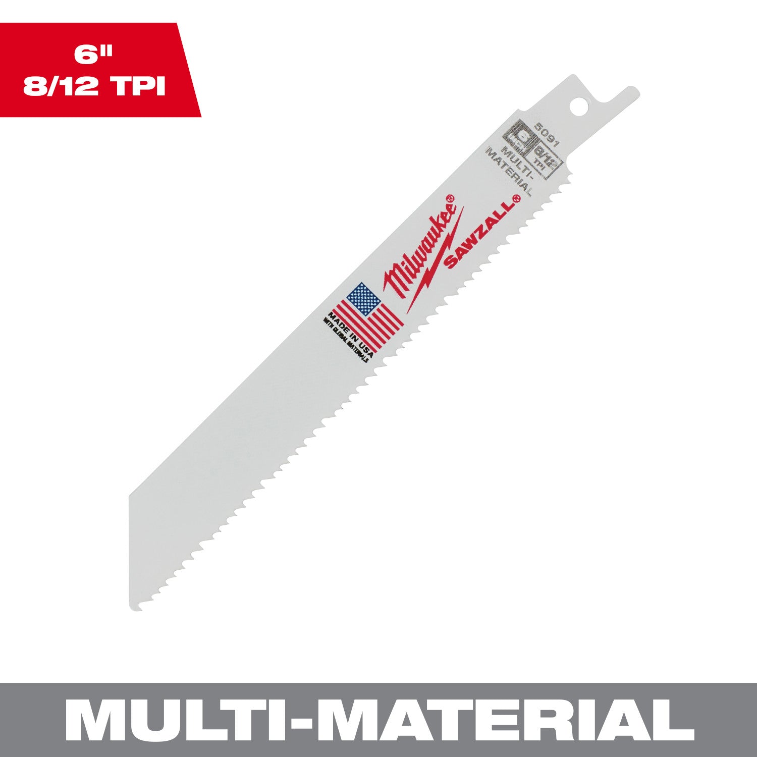 Lame SAWZALL 6" 8/12 TPI pour multi-matériaux - paquet de 10