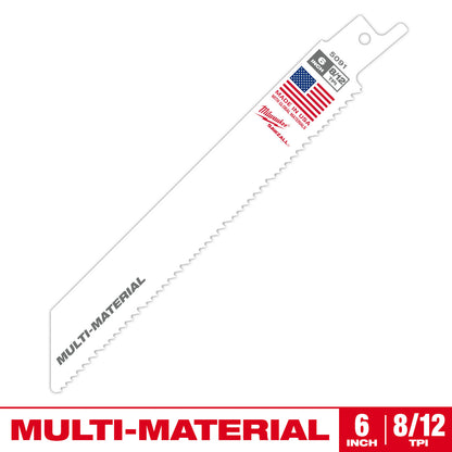 Lame SAWZALL 6" 8/12 TPI pour multi-matériaux - paquet de 10