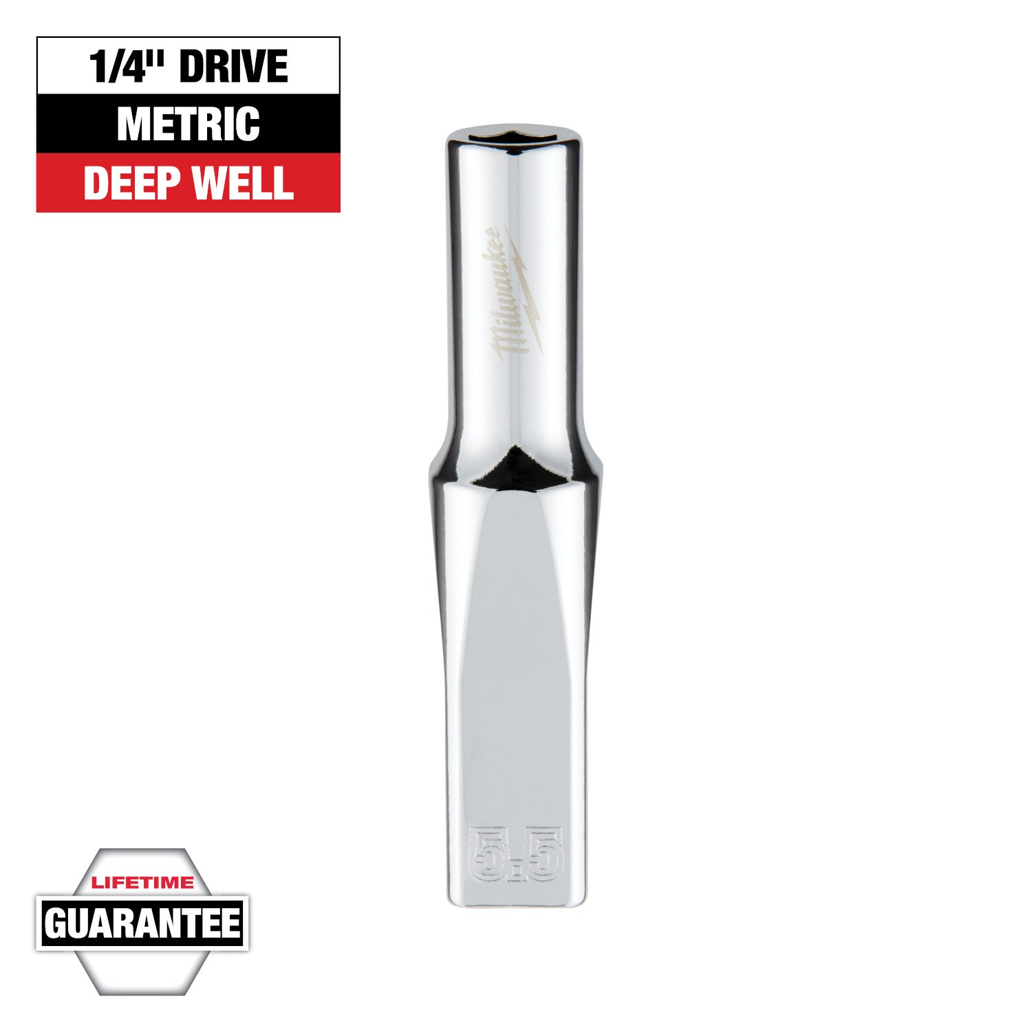 Douille profonde métrique de 5,5 mm à entraînement 1/4" avec QUATRE COTES PLATES