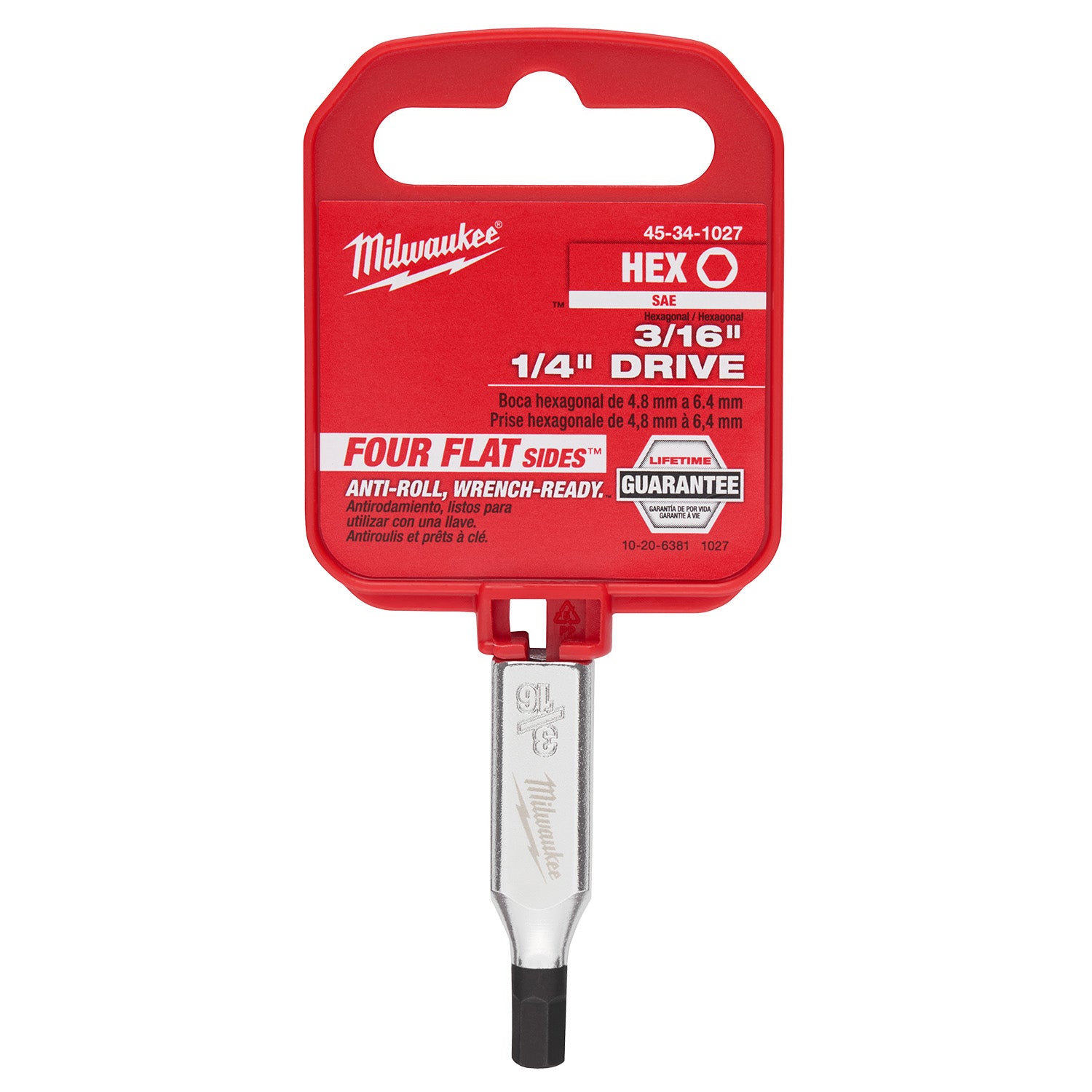 Clé à six pans creux 3/16" à entraînement 1/4