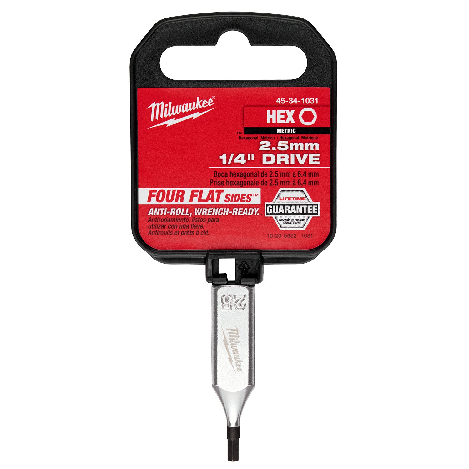 Clé à six pans creux de 2,5 mm à entraînement 1/4