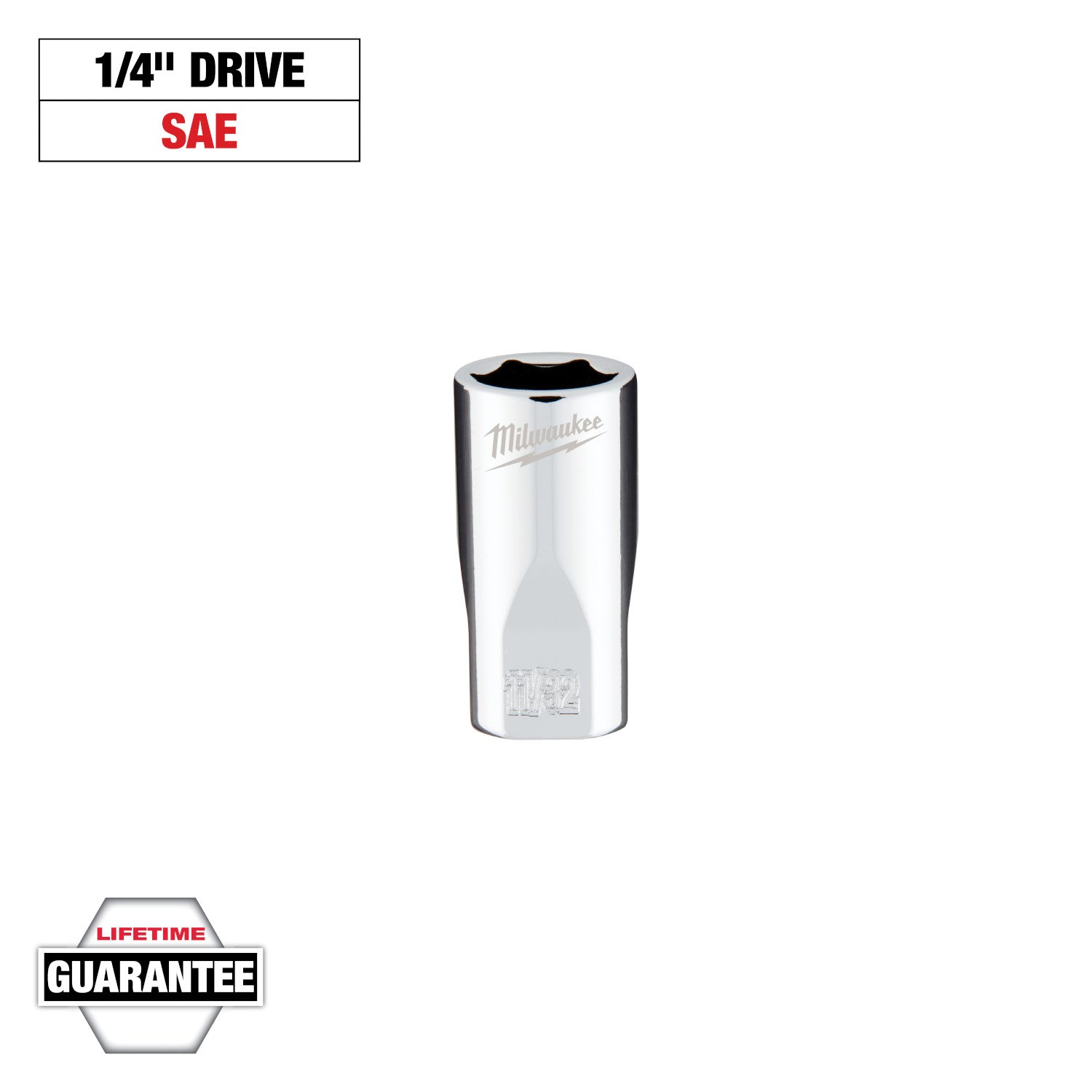 1/4" Drive 11/32" SAE Socket with FOUR FLAT Sides