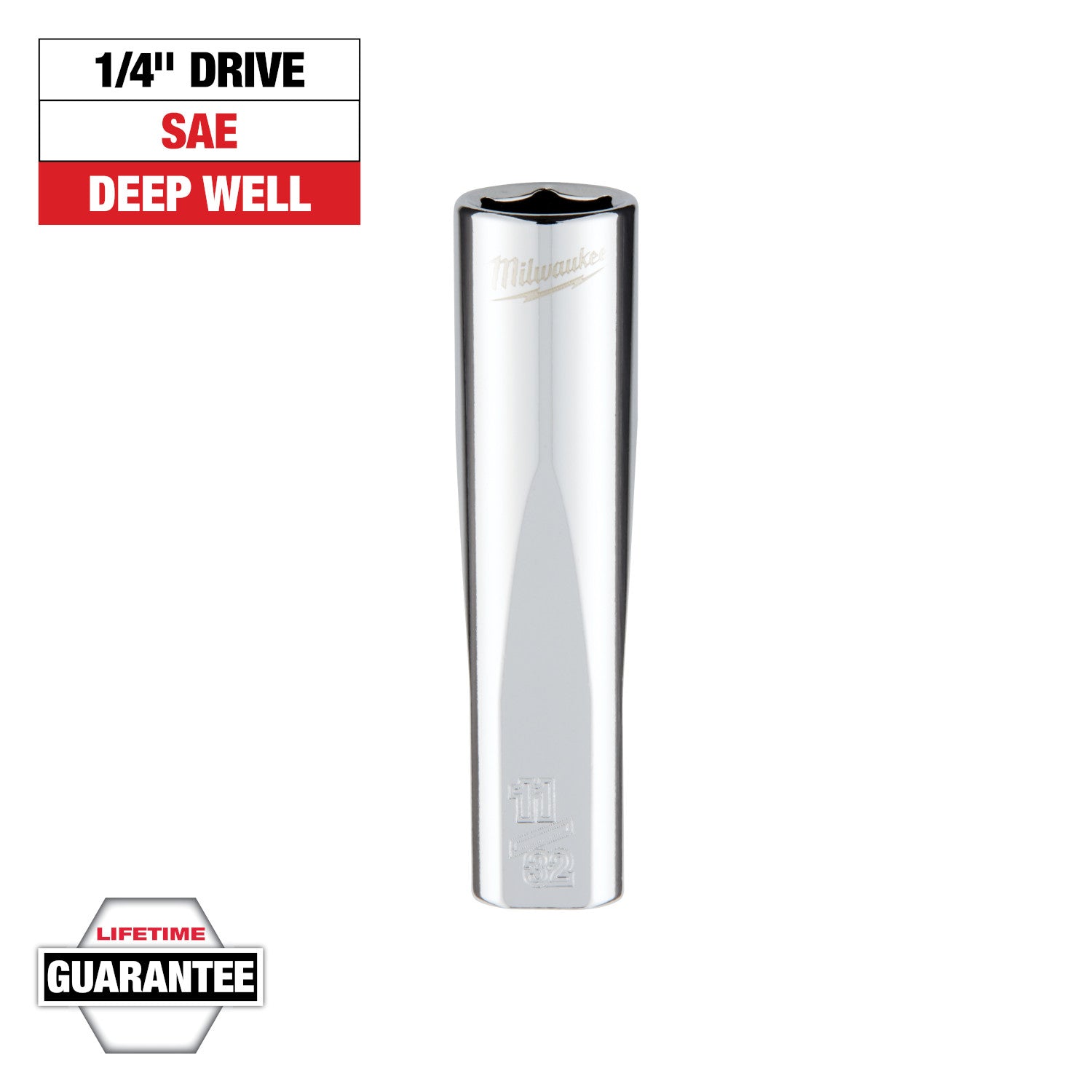 1/4" Drive 11/32" SAE Deep Socket with FOUR FLAT Sides