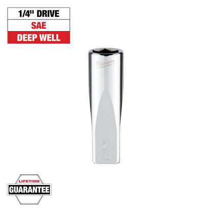 1/4" Drive 7/16" SAE Deep Socket with FOUR FLAT Sides