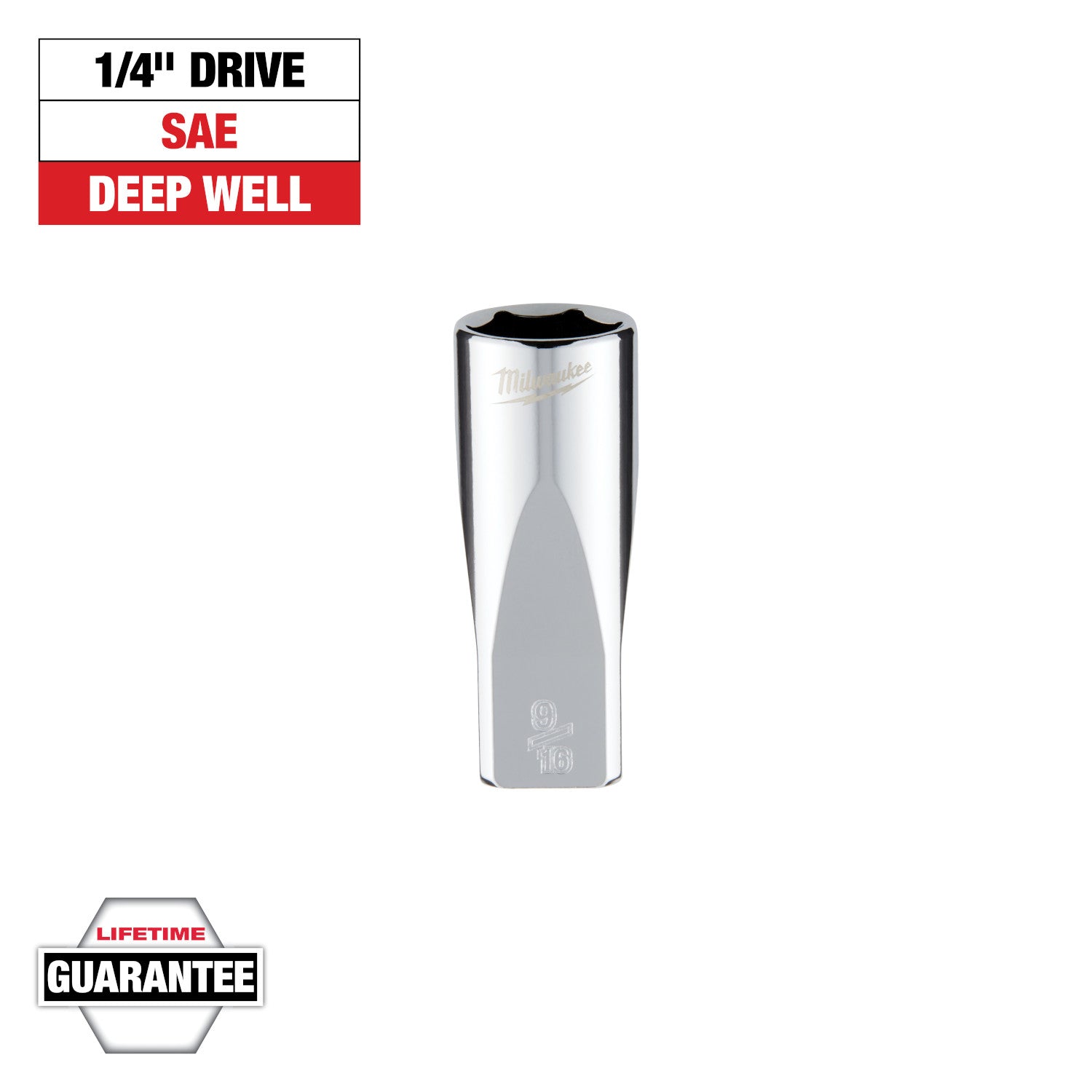 1/4" Drive 9/16" SAE Deep Socket with FOUR FLAT Sides