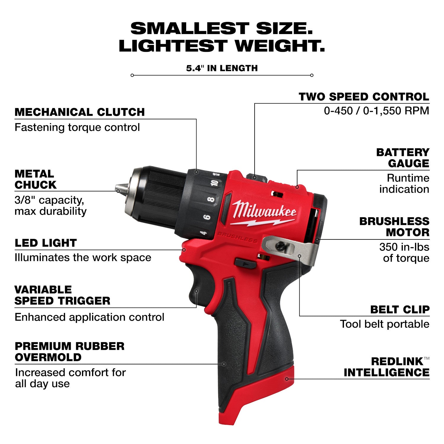 Perceuse-visseuse 3/8" sans balais M12 sous-compacte