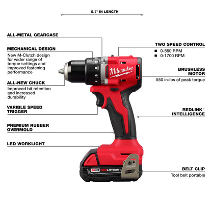 M18 Compact Brushless 1/2" Drill/Driver Kit