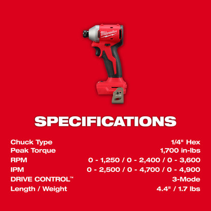 M18 Compact Brushless 1/4" Hex 3-Speed Impact Driver