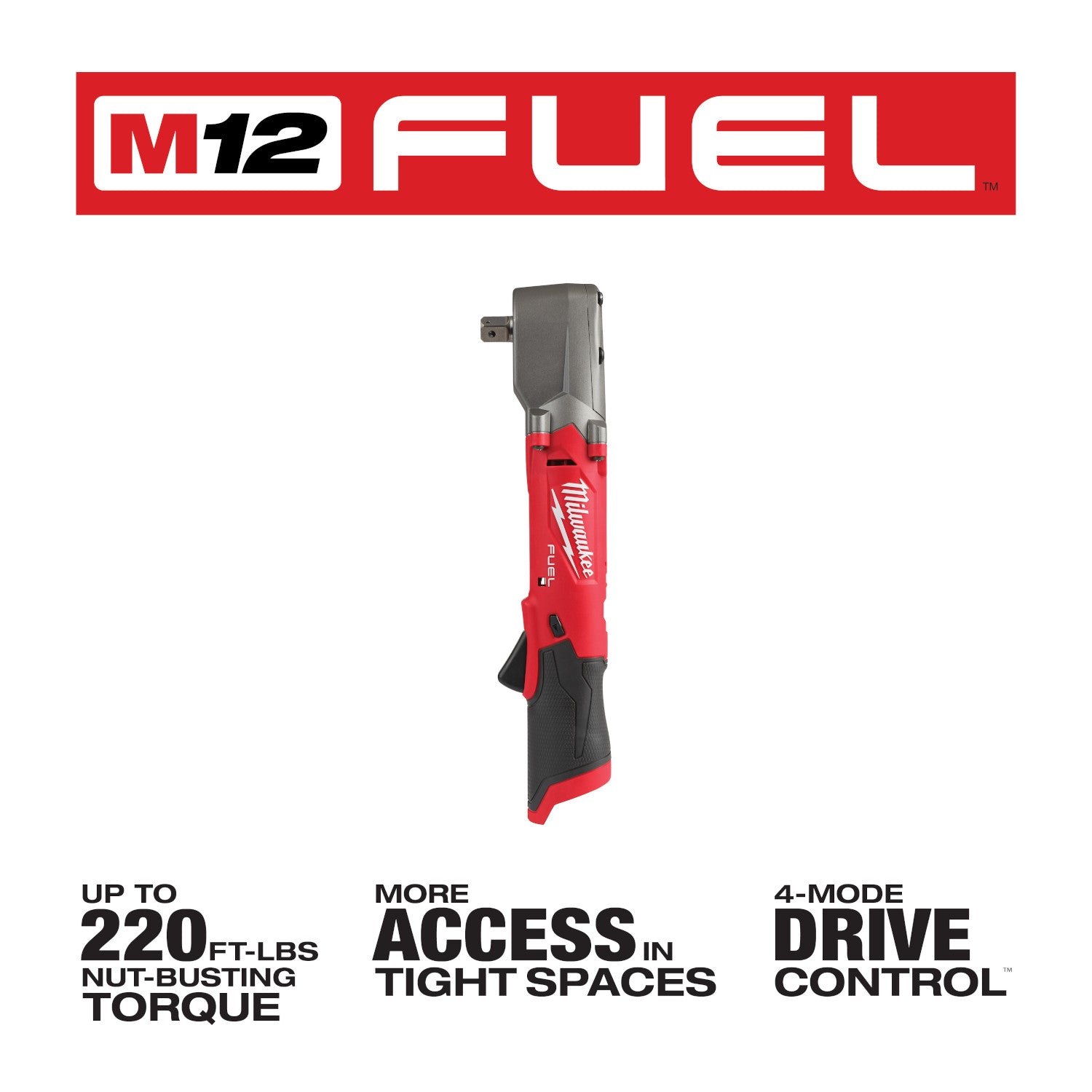 Clé à chocs à angle droit M12 FUEL 1/2" avec cran d'arrêt (outil nu)