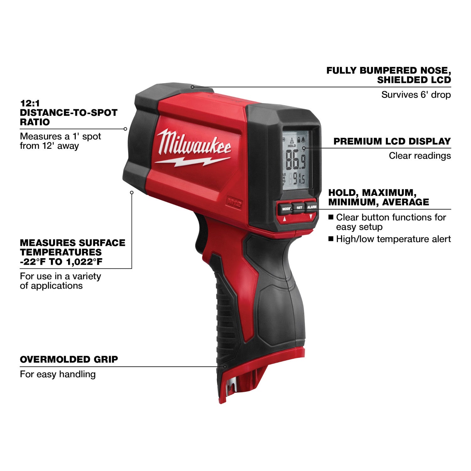 Pistolet thermique infrarouge M12 12:1 (outil uniquement)