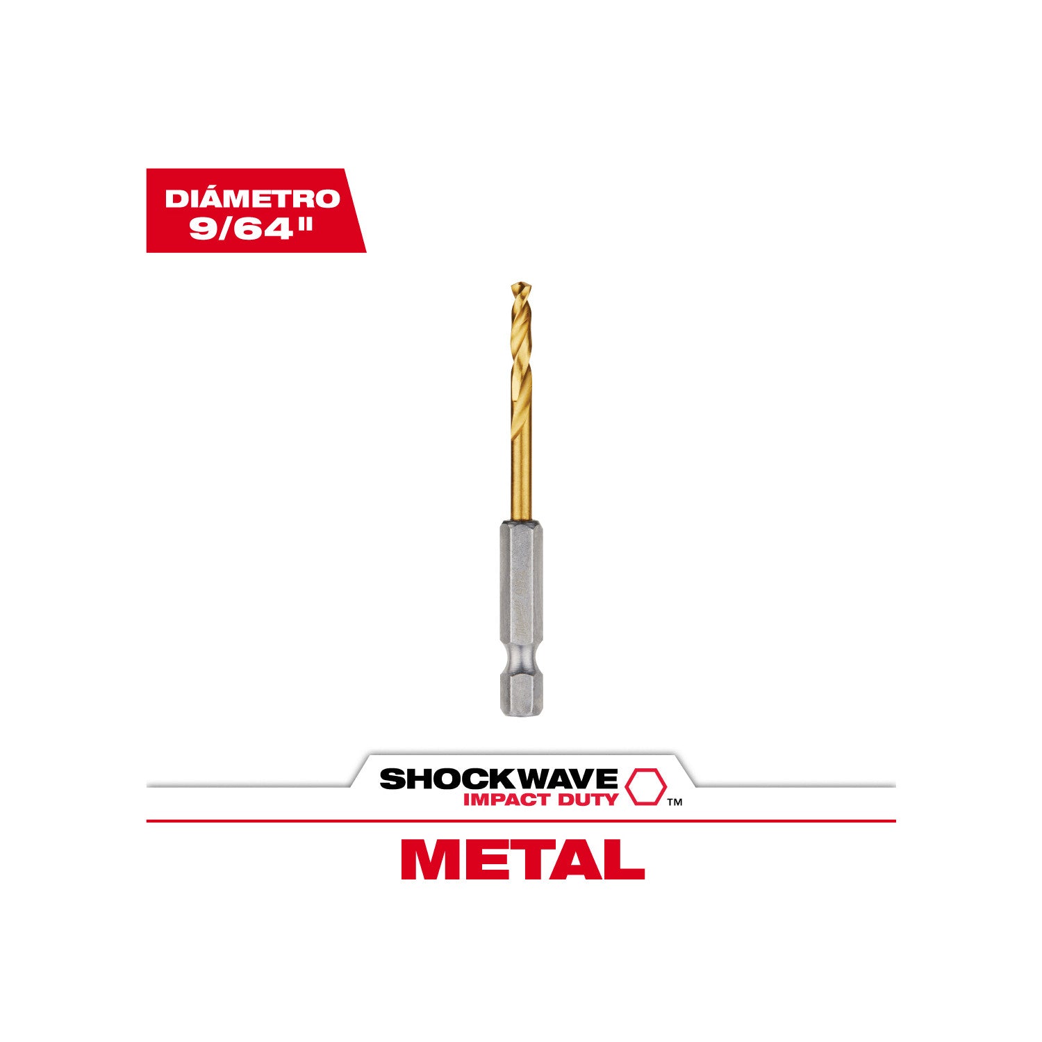 Mèche de 9/64" SHOCKWAVE Impact Duty RED HELIX Titanium Drill Bit