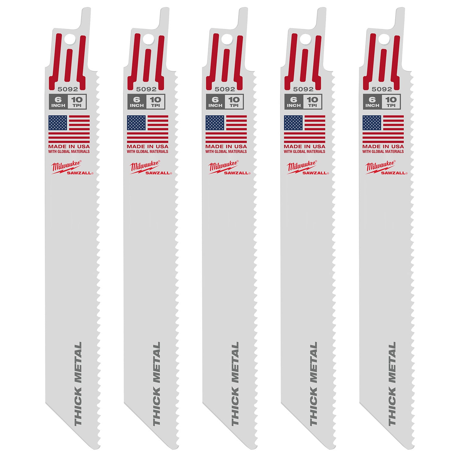 6" 10 TPI SAWZALL Blade for Thick Metal (5 PK)