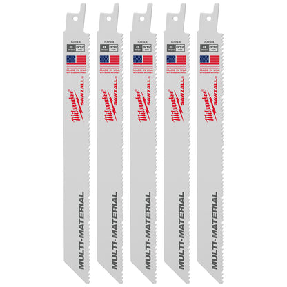 8" 8/12 TPI SAWZALL Blade for Multi-Material (5 PK)