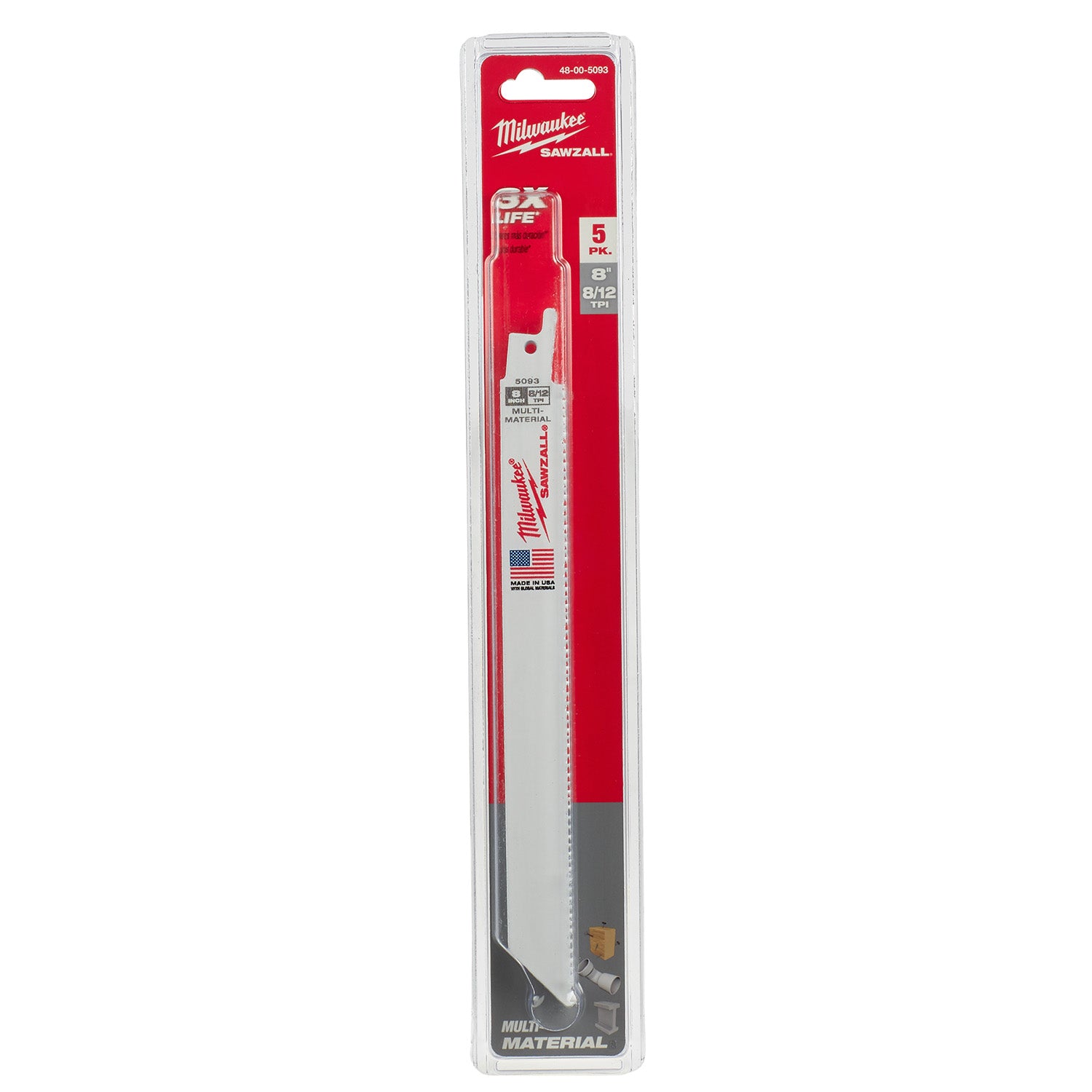 8" 8/12 TPI SAWZALL Blade for Multi-Material (5 PK)