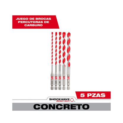 5PC SHOCKWAVE Impact Duty Carbide Hammer Drill Bit Set