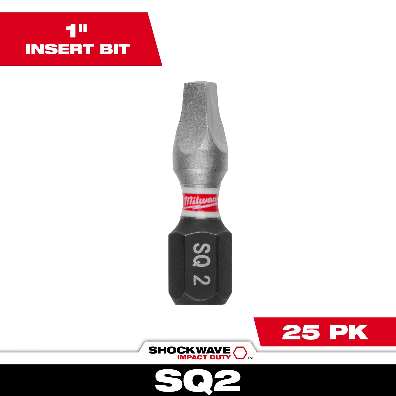 SHOCKWAVE Impact Duty 1" Square Recess #2 Insert Bits (25 PK)