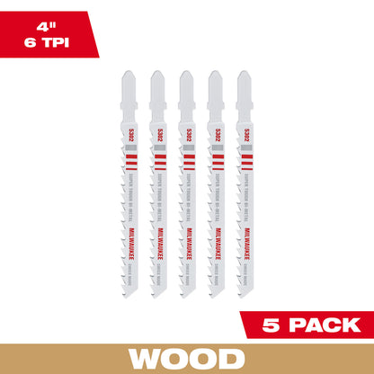 4" 6TPI T-Shank Wood Bi-Metal Jig Saw Blade (5 PK)